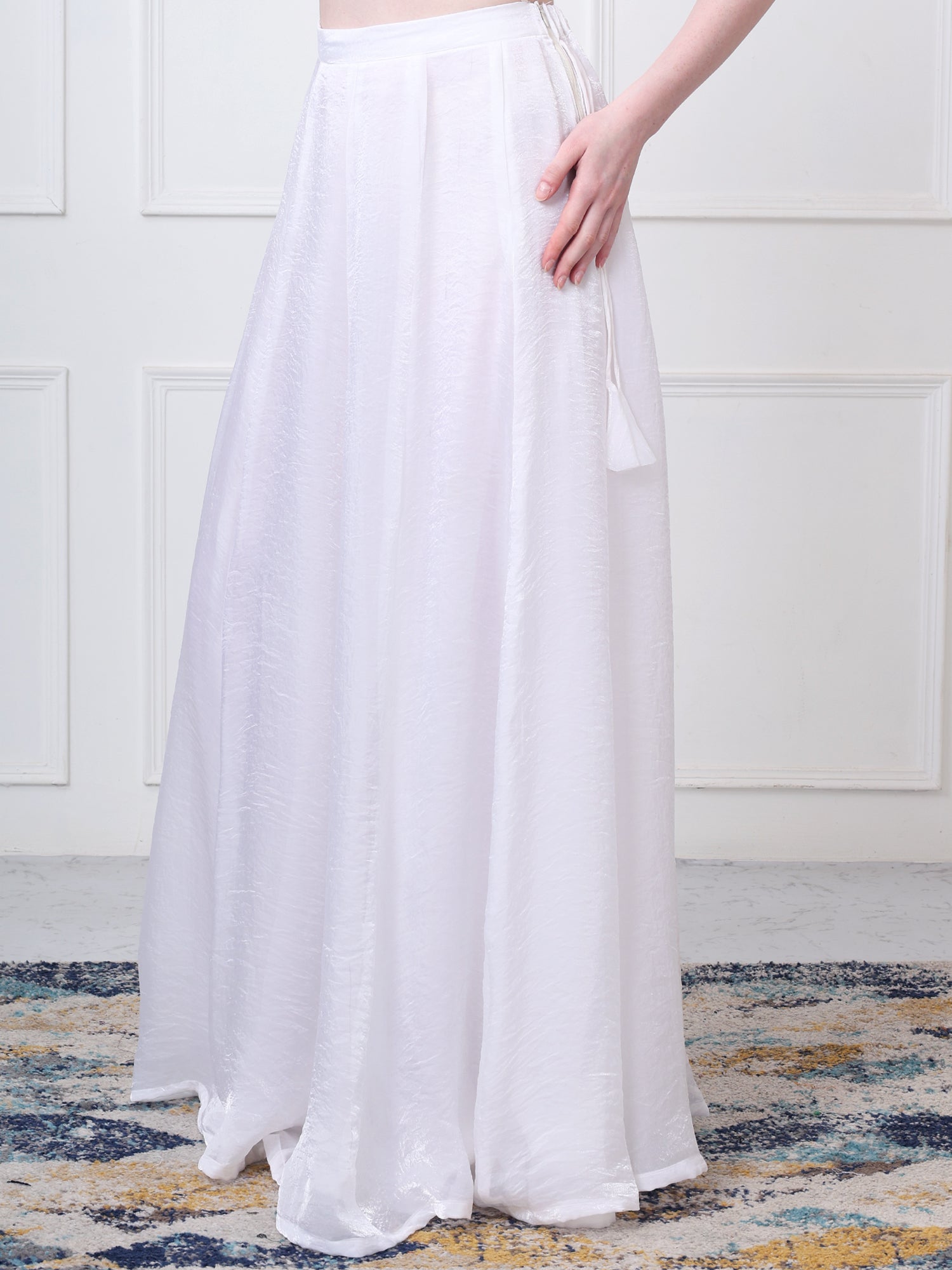 Solid Organza Maxi Skirt