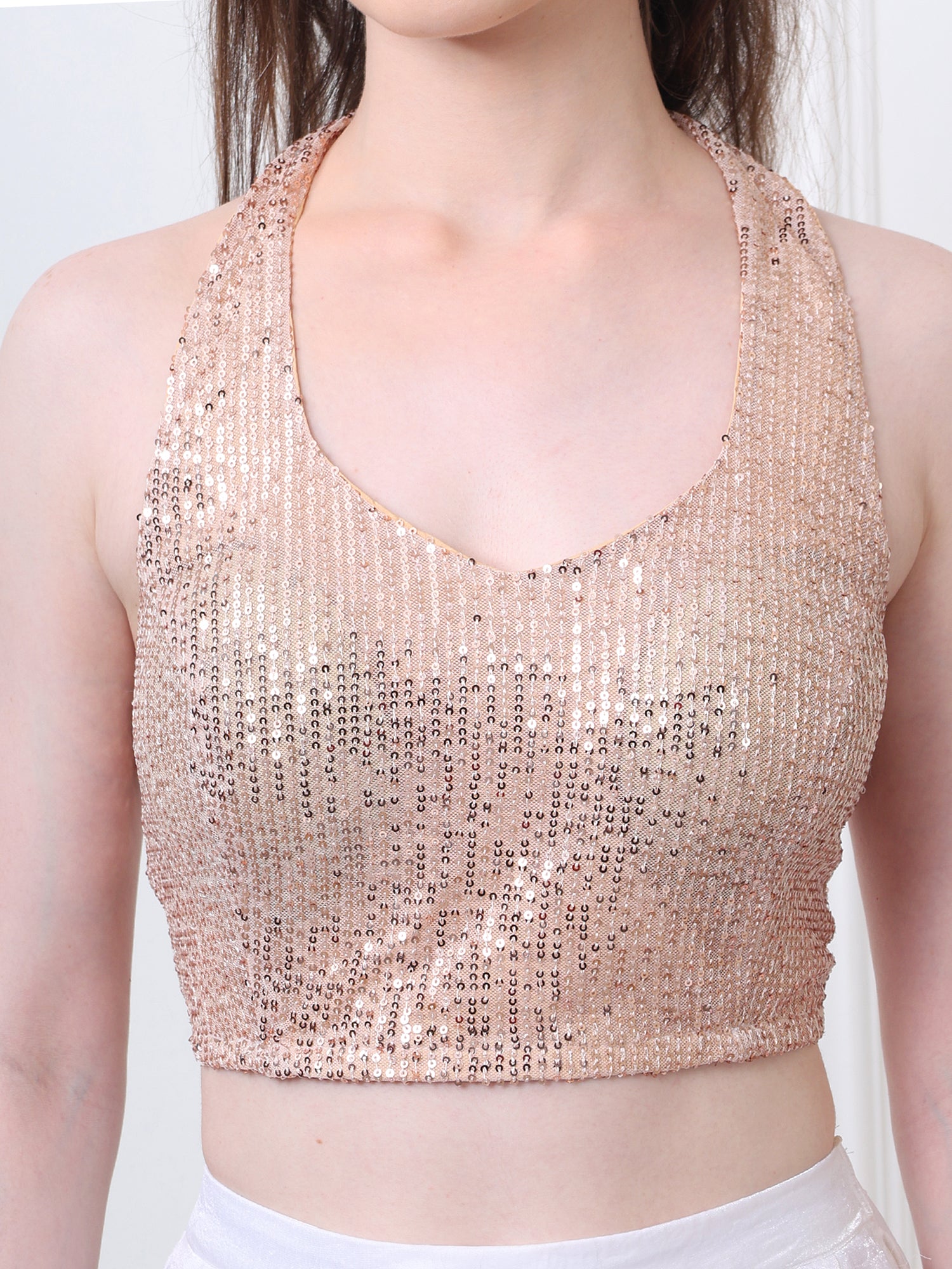 Woman Sequins Net Blouse