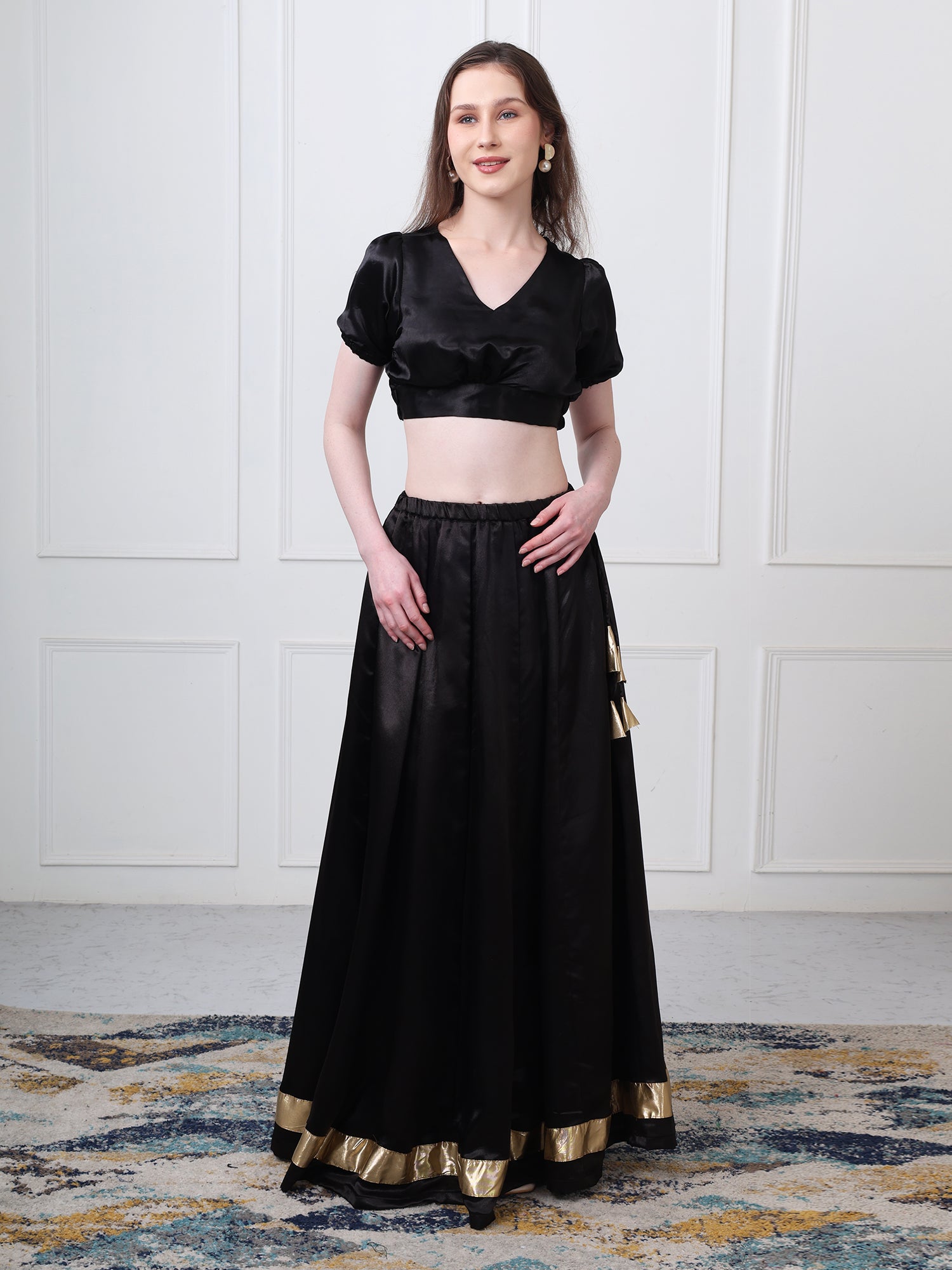Silk Maxi Flared Skirt