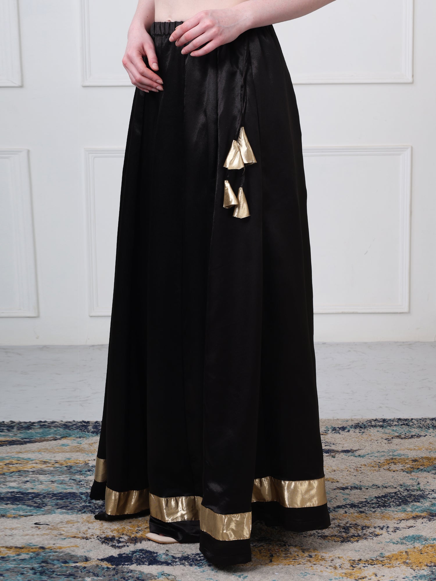 Silk Maxi Flared Skirt