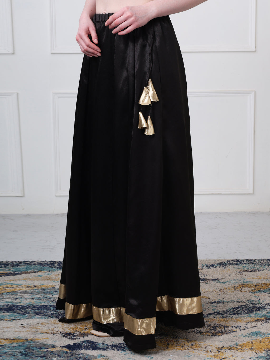 Silk Maxi Flared Skirt